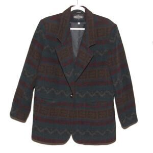 Vintage Braetan Wool Blend Blazer Coatigan Size L Southwestern Geometric